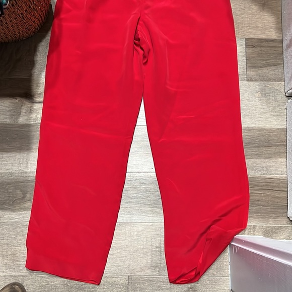 Silk wide leg red pants, size 6 - Picture 2 of 5